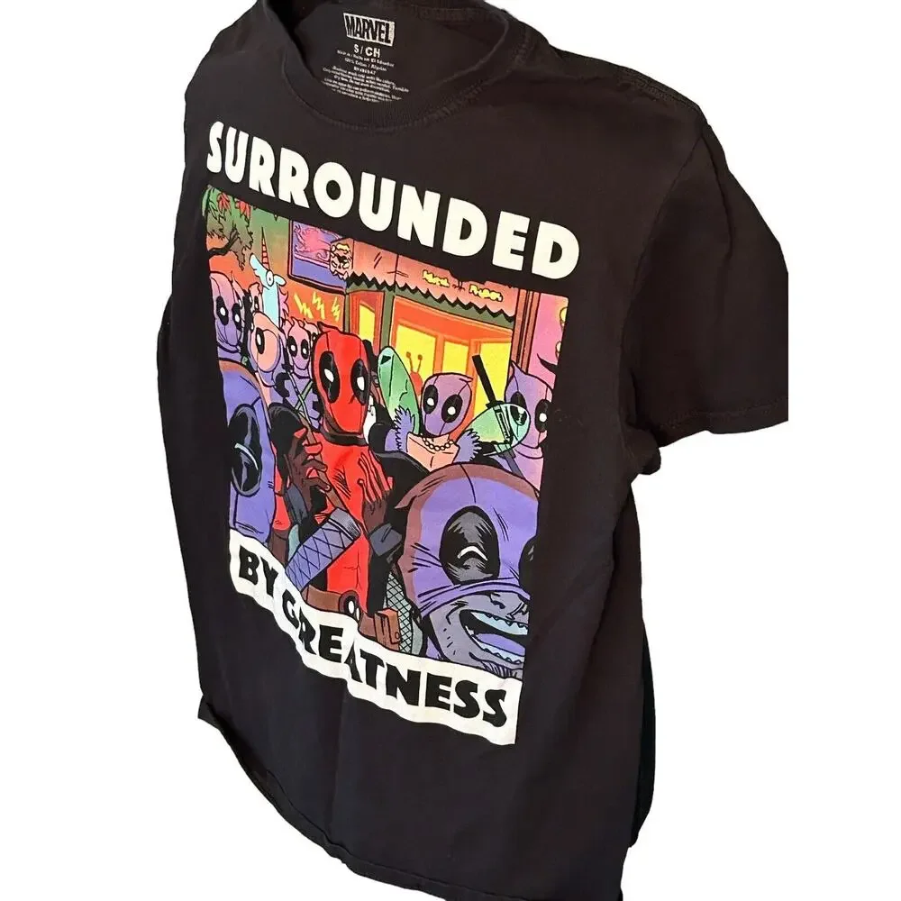 Deadpool‎ Surrounded by Greatness Graphic Tee Marvel Men T-Shirt Small Black